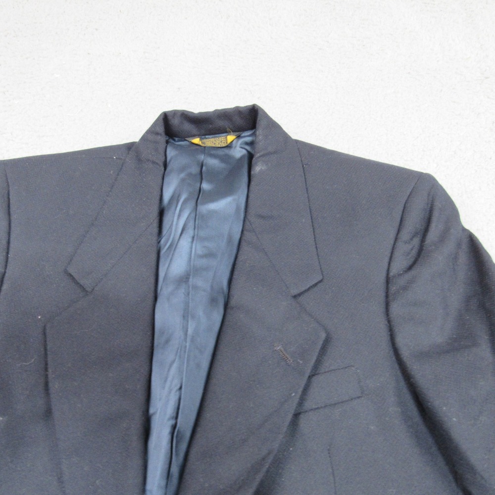 Adolfo Mens Black Pure Wool Herringbone Blazer Sport Coat Two Button Made in USA - Picture 3 of 10